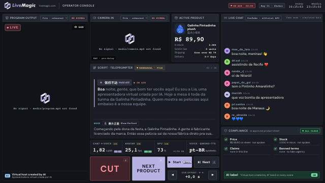 LiveMagic operator interface · demonstration environment